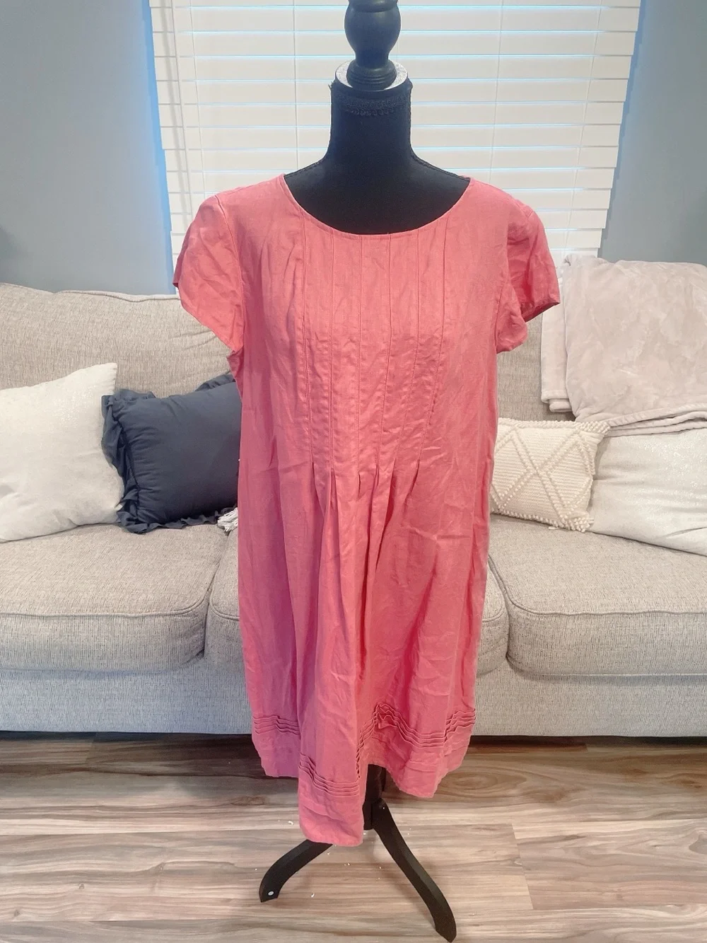 J Jill Pink Linen Midi Dress Size Large